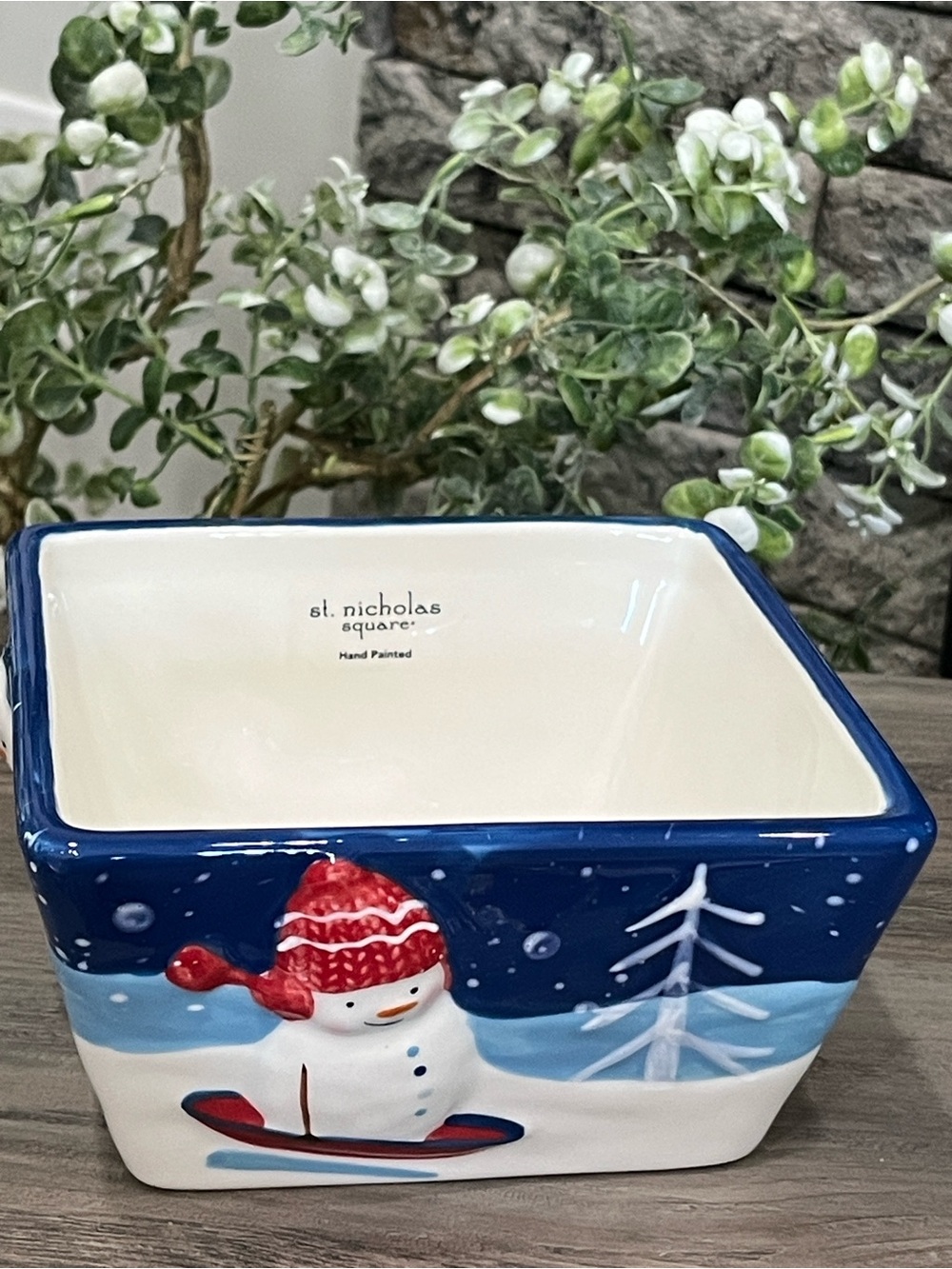 St. Nicholas Square Vintage Retired Snowmand Snowman 3D design EUC